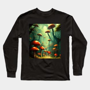 Red Mushroom Forest Long Sleeve T-Shirt